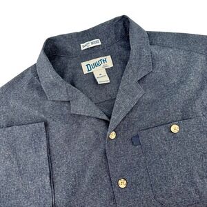 Duluth Trading Co Untucked Relaxed Short Sleeve Button Shirt Men's Medium Blue